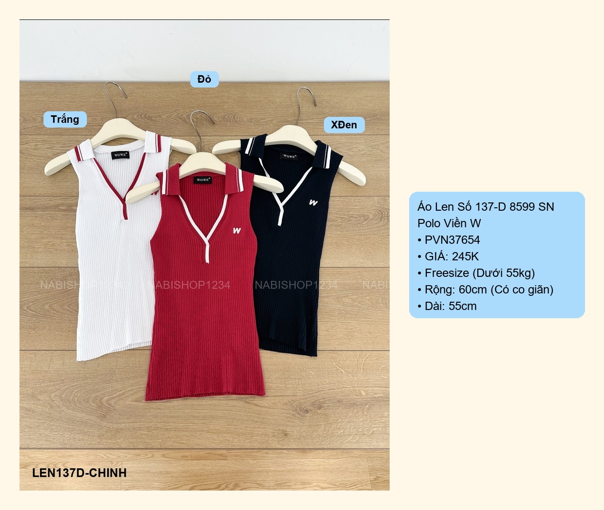 Áo Len Số 137-D 8599 SN Polo Viền W