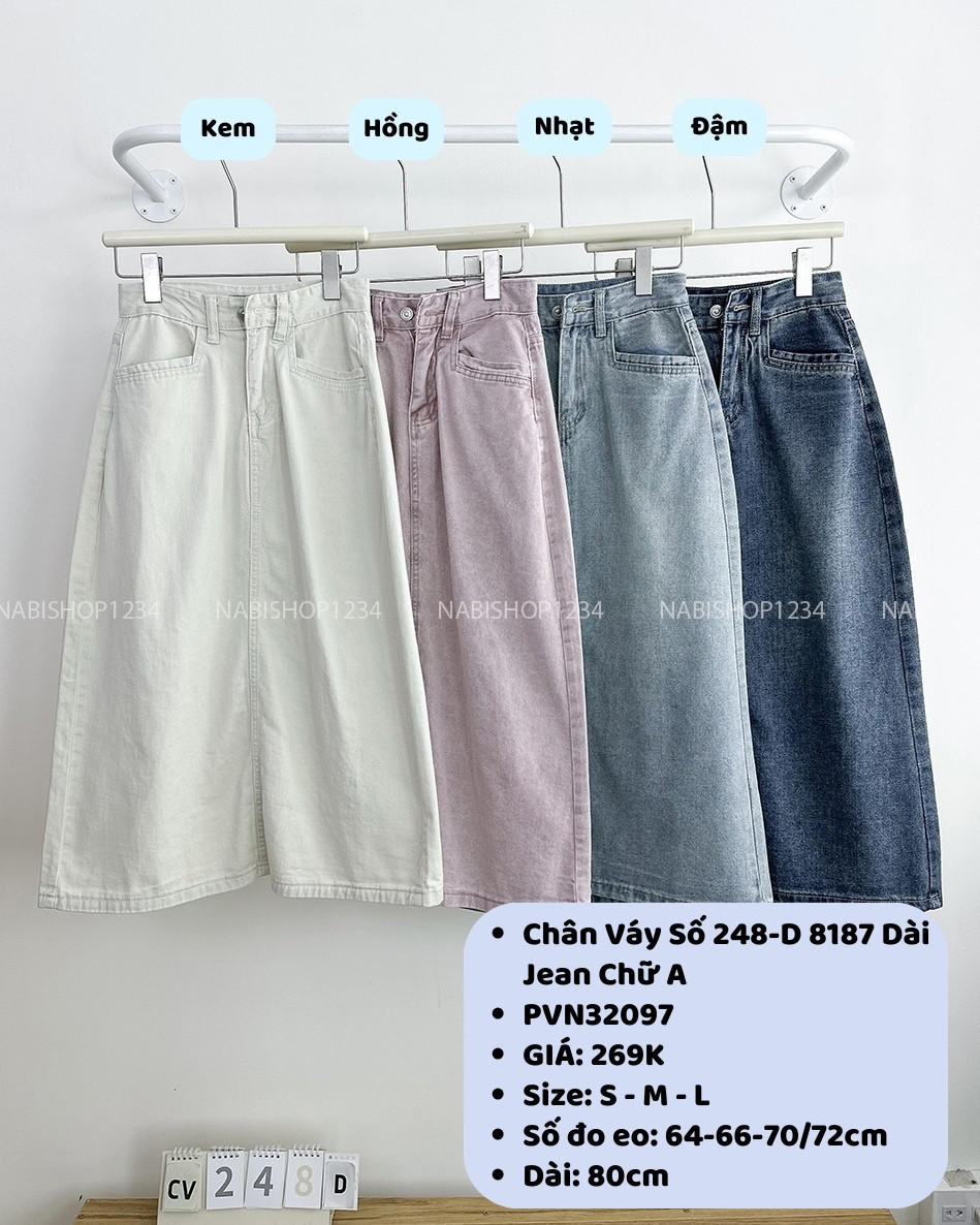 Chân Váy Số 248-D 8187 Dài Jean Chữ A