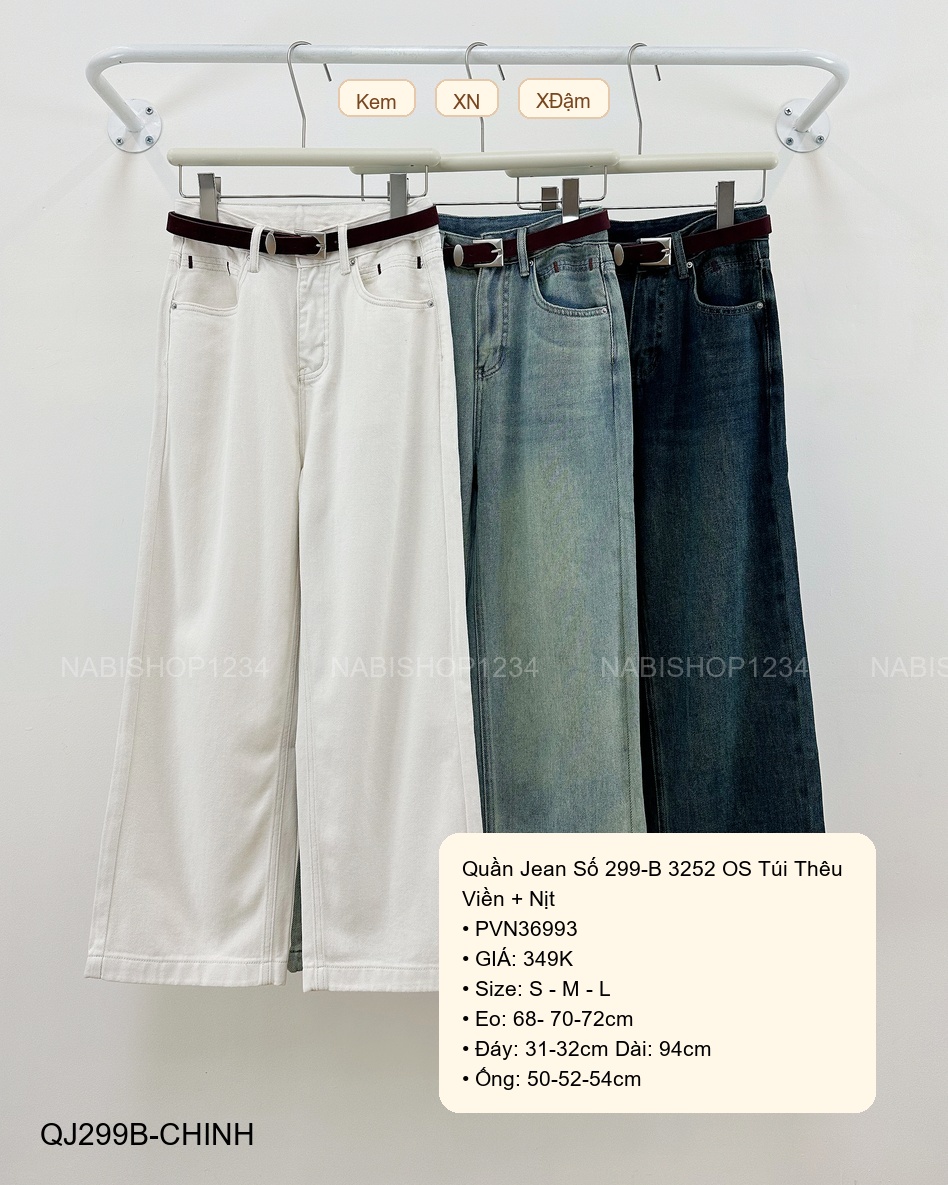 Quần Jean Số 299-B 3252 OS Túi Thêu Viền + Nịt
