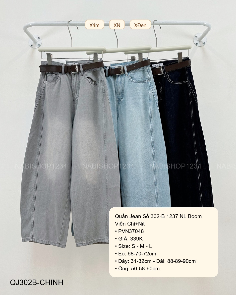 Quần Jean Số 302-B 1237 NL Boom Viền Chỉ+Nịt