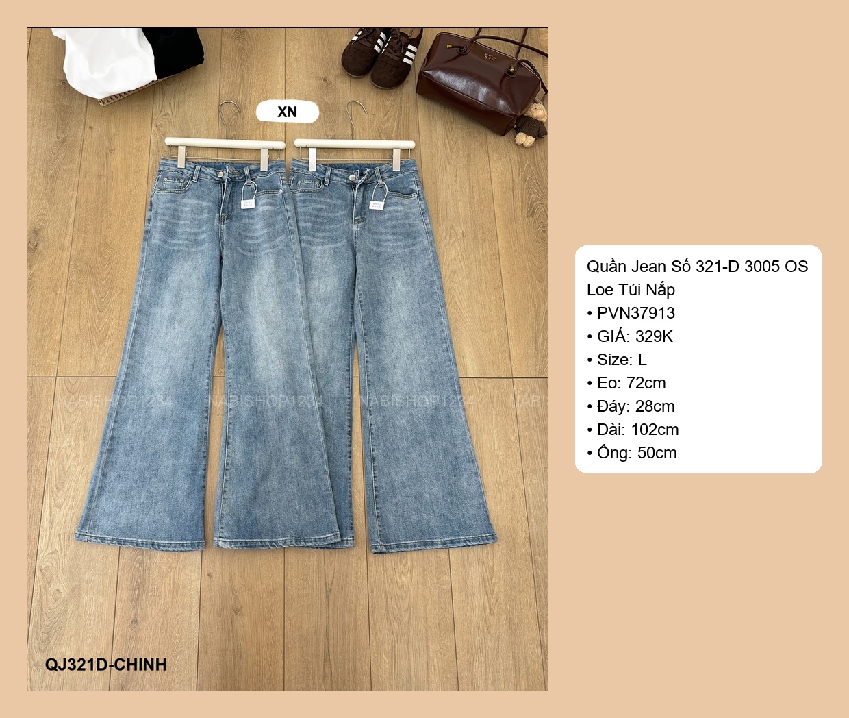 Quần Jean Số 321-D 3005 OS Loe Túi Nắp