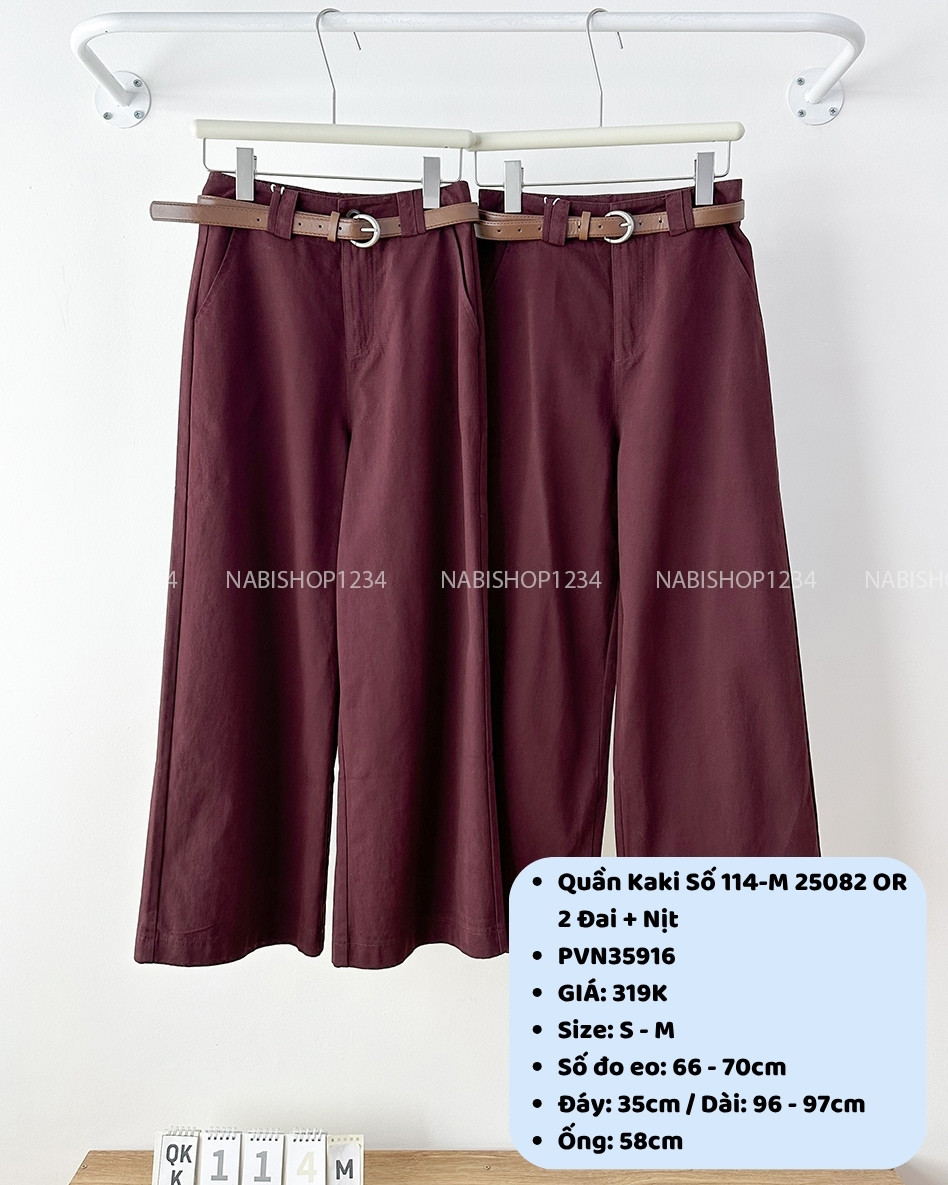 Quần Kaki Số 114-M 25082 OR 2 Đai + Nịt