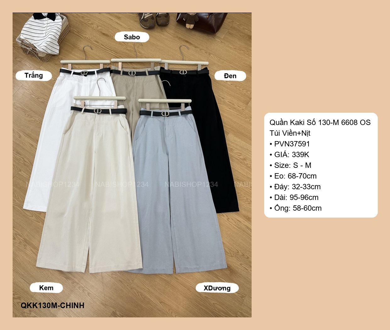 Quần Kaki Số 130-M 6608 OS Túi Viền+Nịt