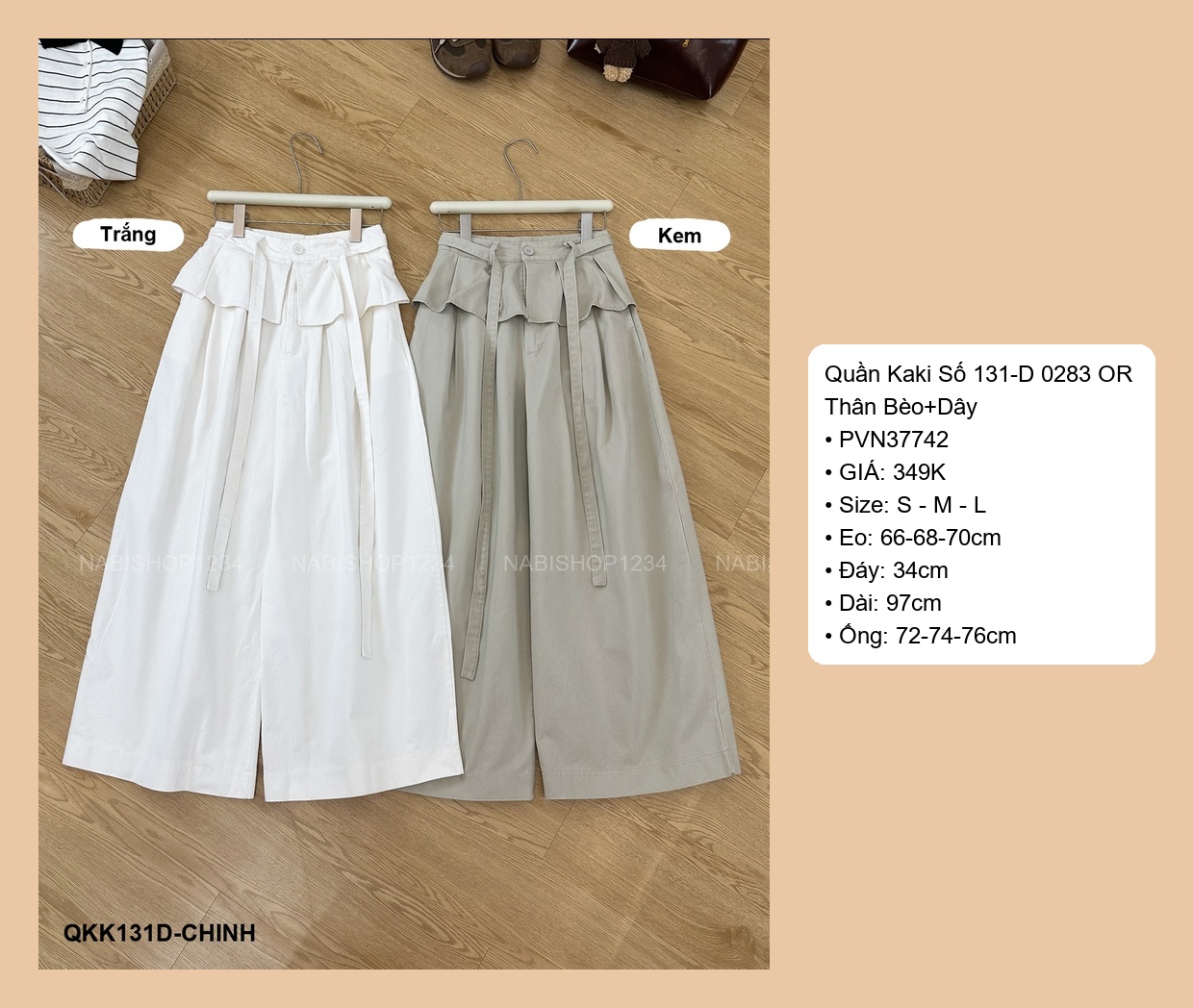 Quần Kaki Số 131-D 0283 OR Thân Bèo+Dây