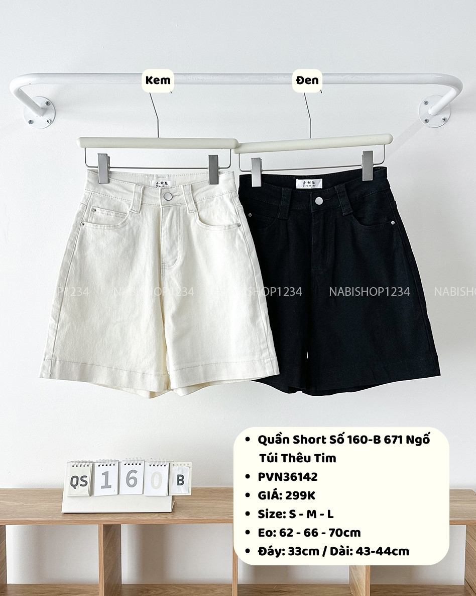Quần Short Số 160-B 671 Ngố Túi Thêu Tim