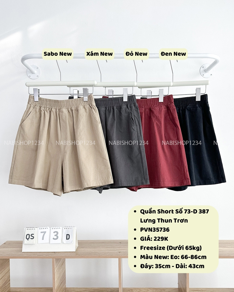 Quần Short Số 73-D 387 Lưng Thun Trơn