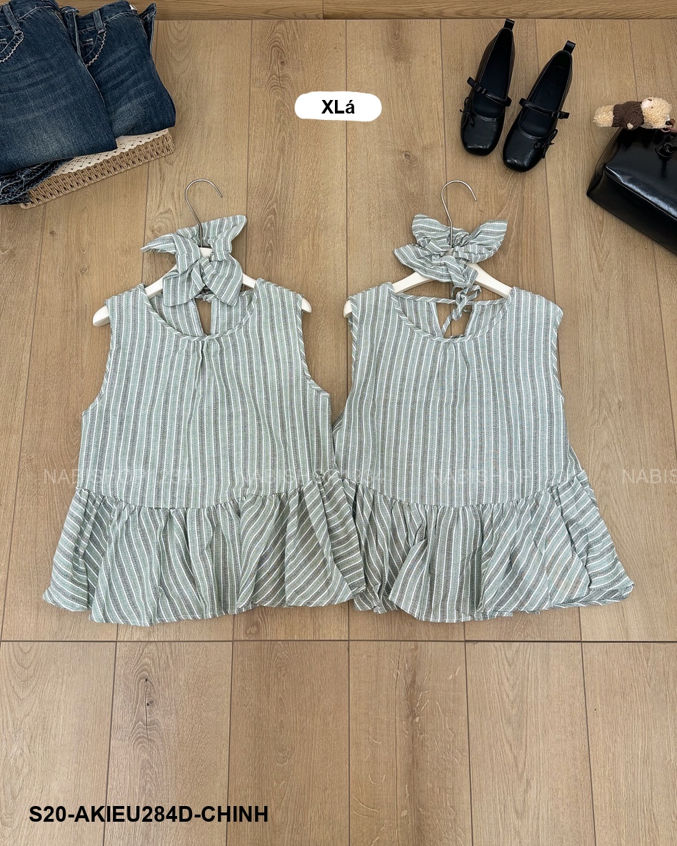 S20 Áo Kiểu Số 284-D 8097 SN Sọc + Scrunchies