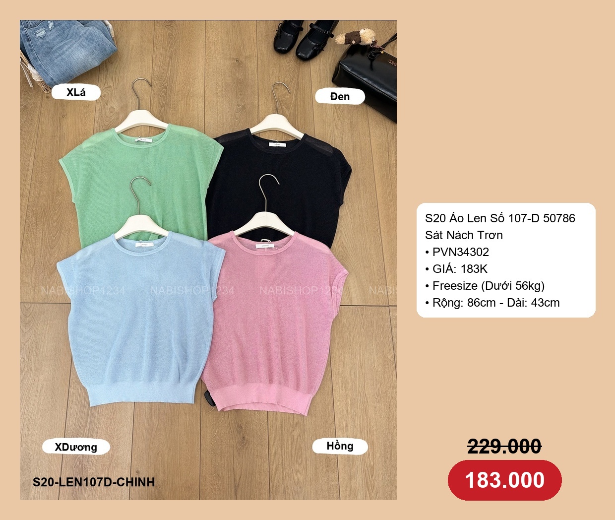 S20 Áo Len Số 107-D 50786 Sát Nách Trơn