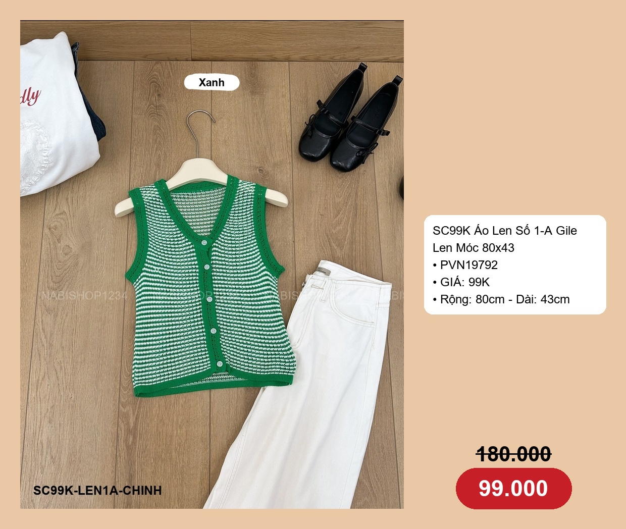 SC99K Áo Len Số 1-A Gile Len Móc 80x43