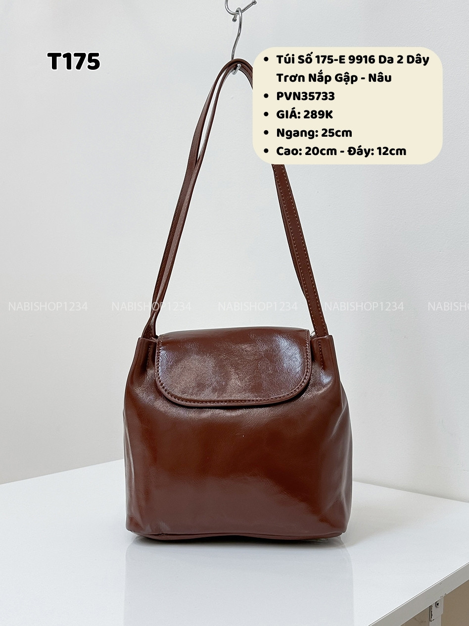 Túi Số 175-E 9916 Da 2 Dây Trơn Nắp Gập