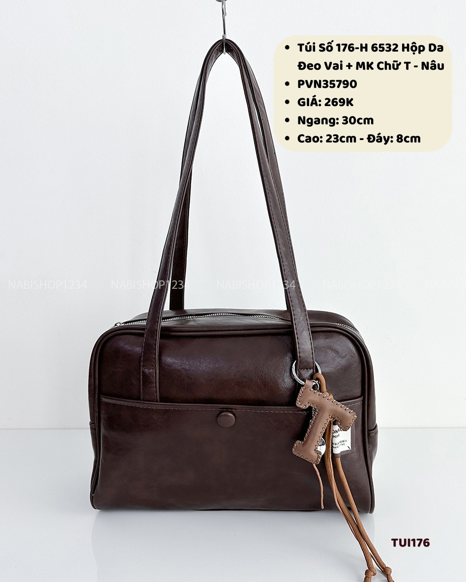 Túi Số 176-H 6532 Hộp Da Đeo Vai + MK Chữ T