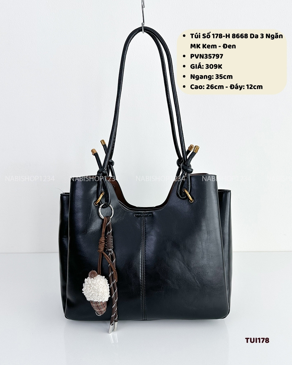 Túi Số 178-H 8668 Da 3 Ngăn + MK Kem