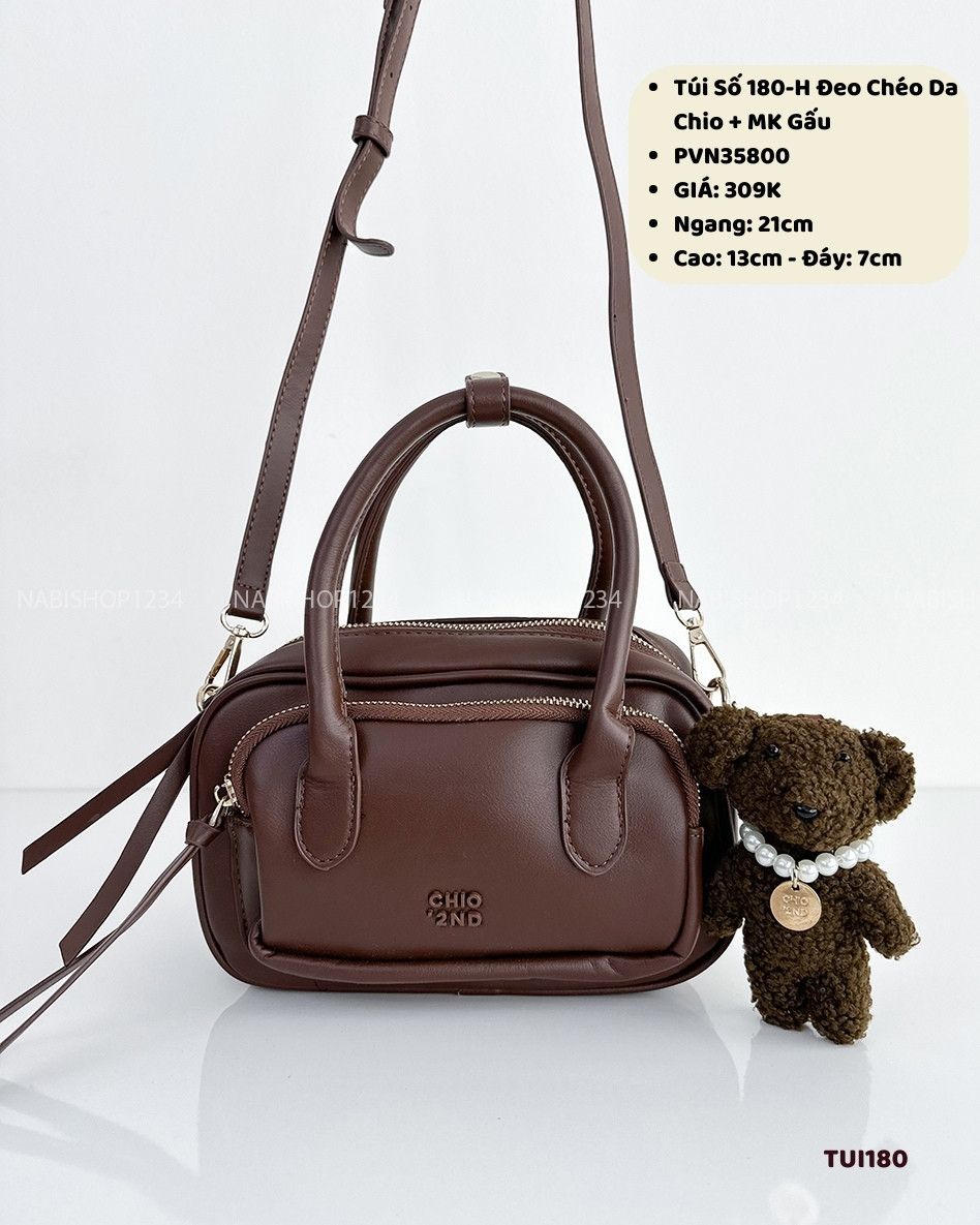 Túi Số 180-H Đeo Chéo Da Chio + MK Gấu