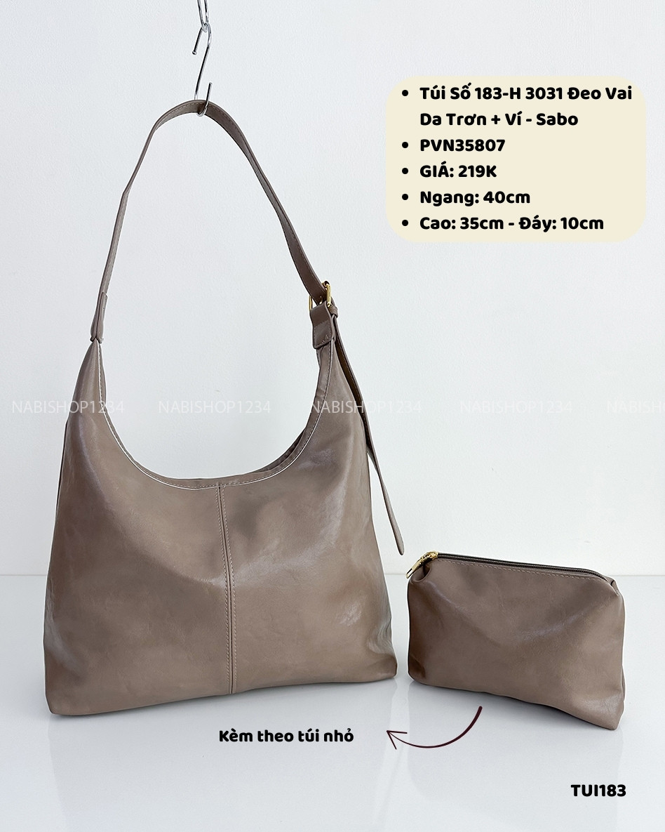 Túi Số 183-H 3031 Đeo Vai Da Trơn + Ví
