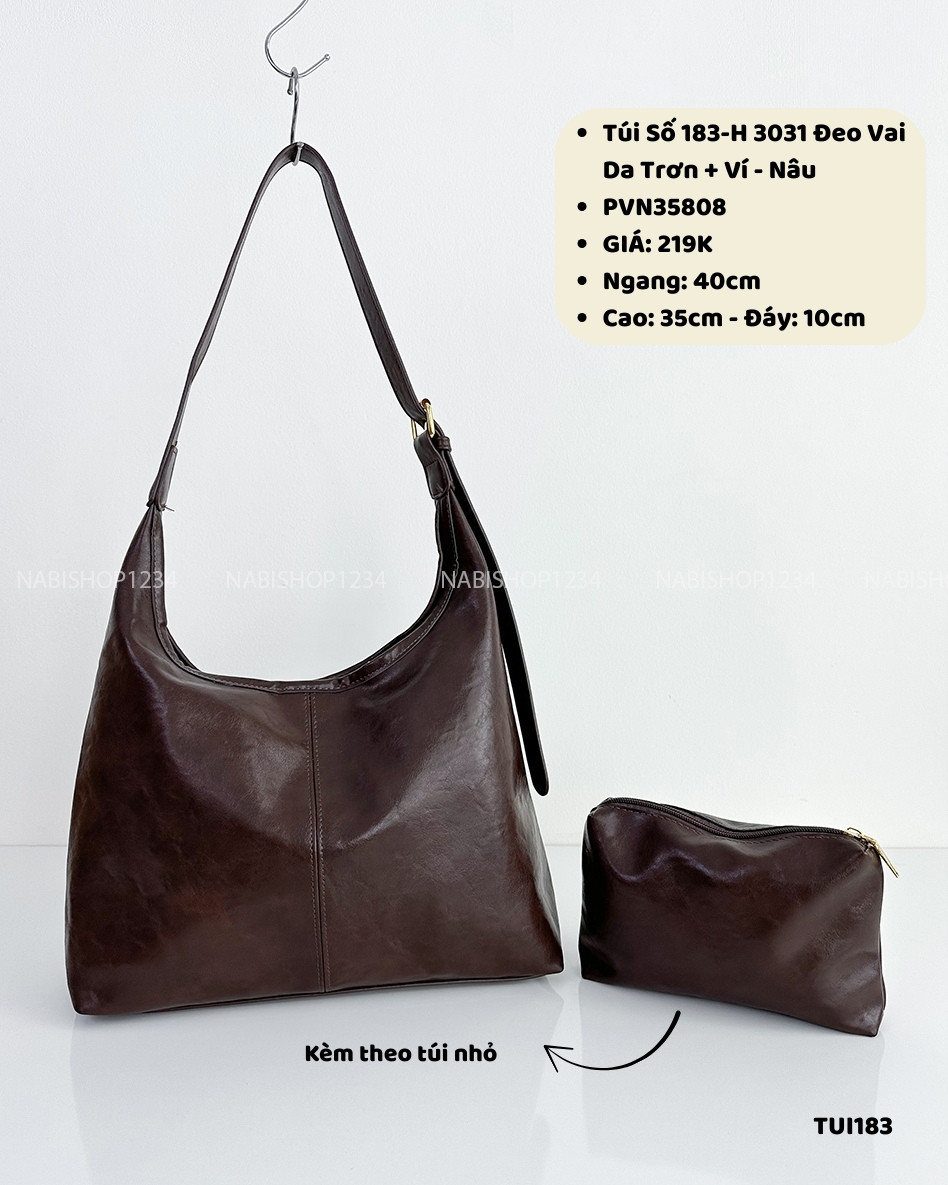 Túi Số 183-H 3031 Đeo Vai Da Trơn + Ví