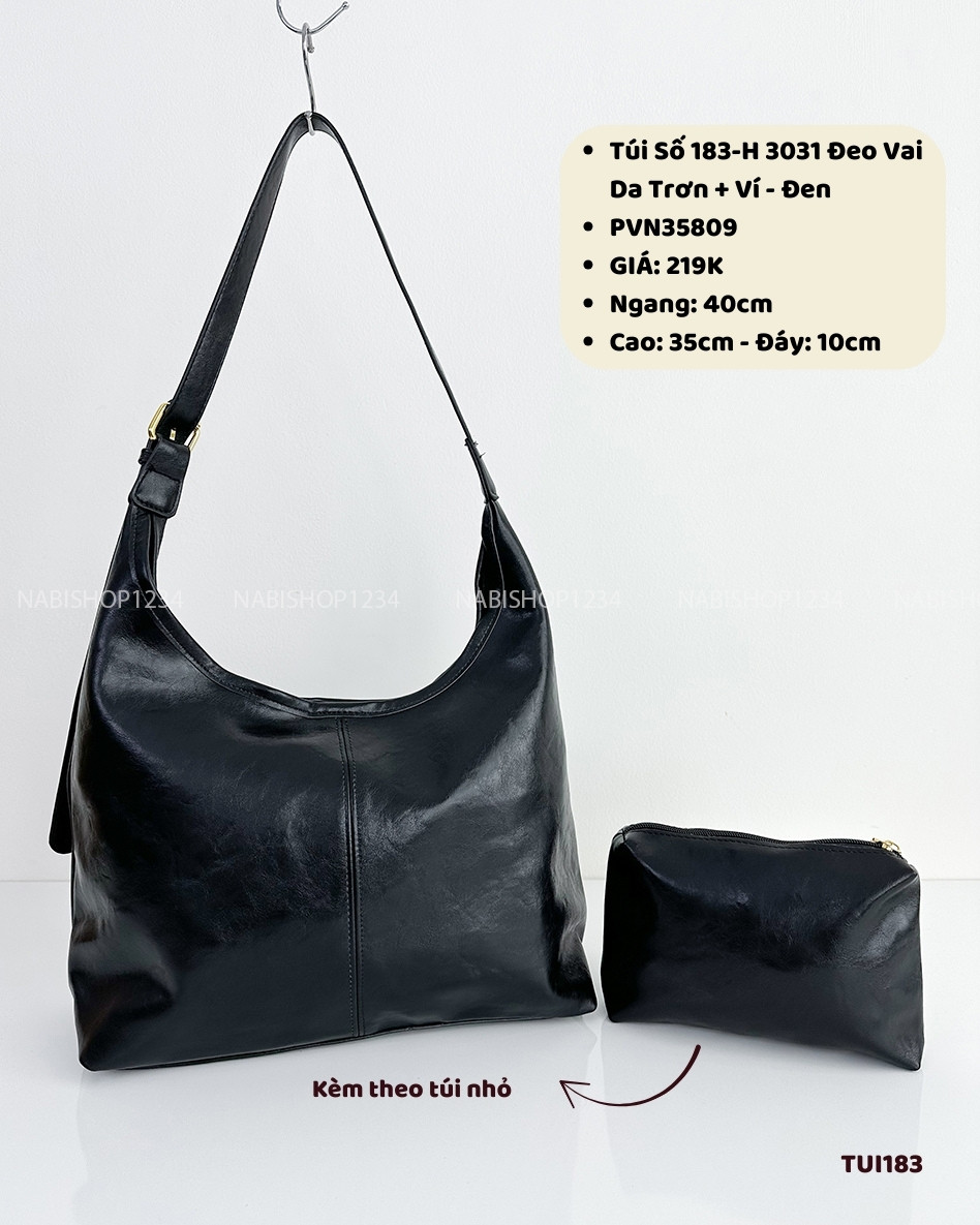 Túi Số 183-H 3031 Đeo Vai Da Trơn + Ví