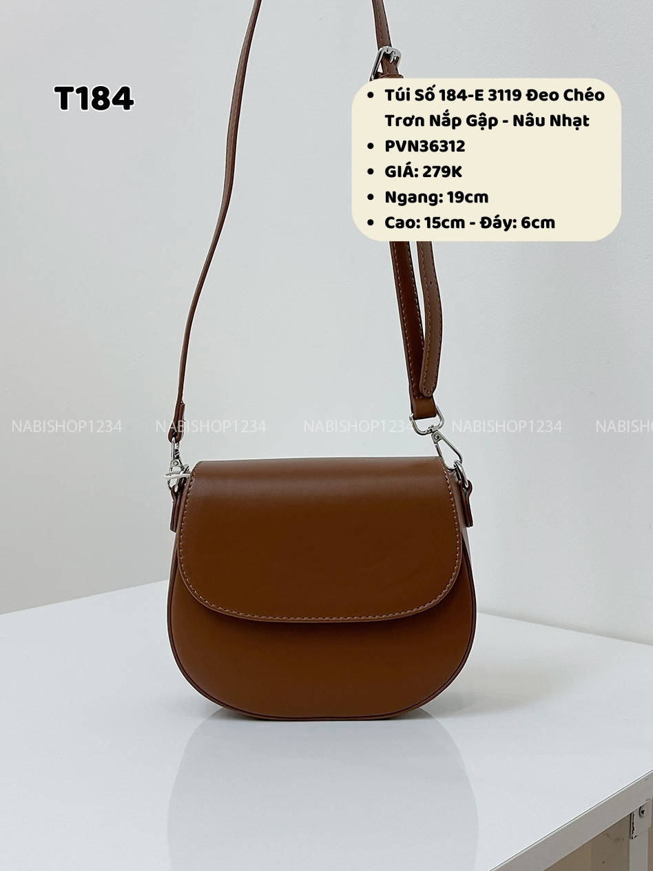 Túi Số 184-E 3119 Đeo Chéo Trơn Nắp Gập