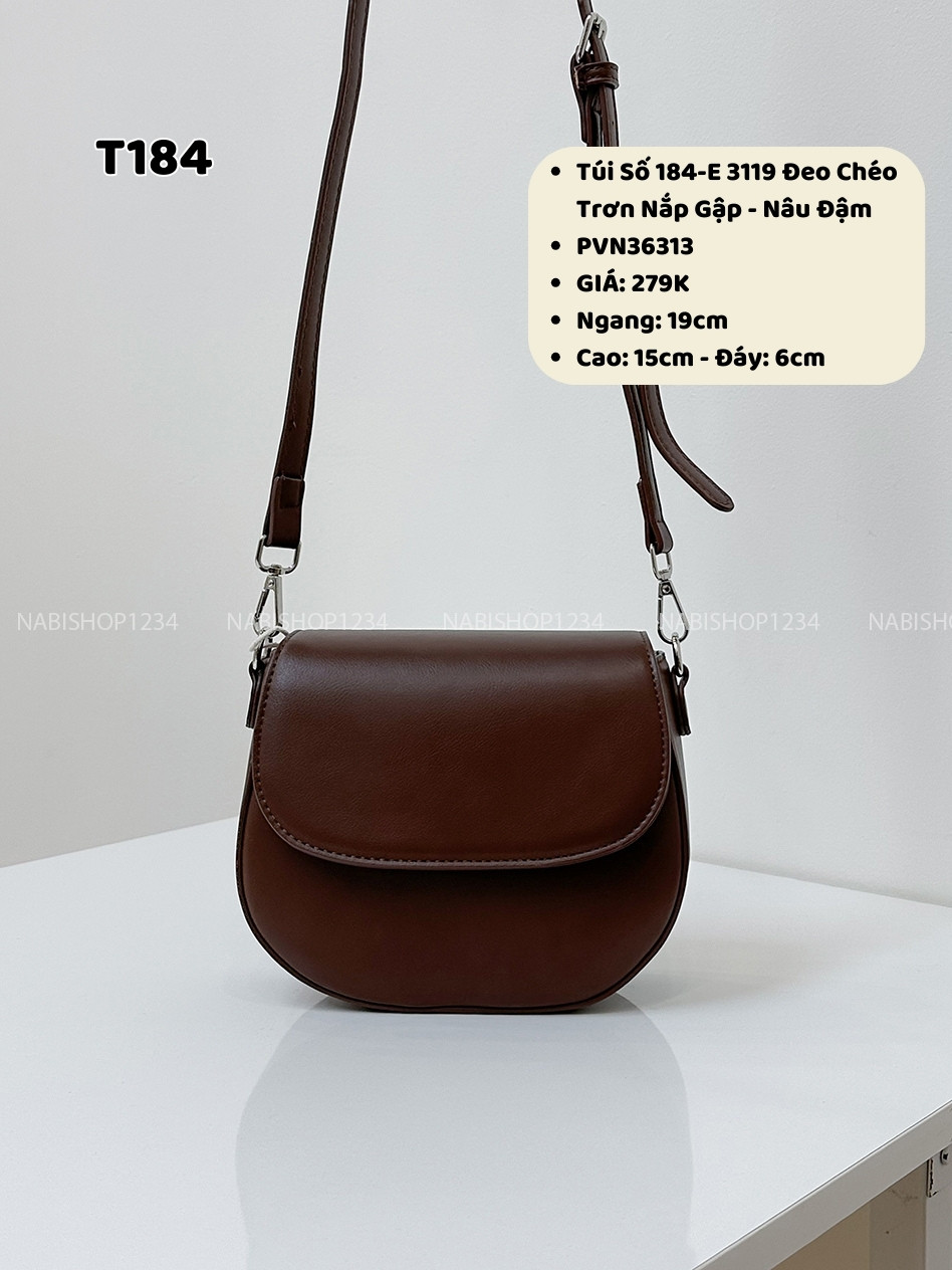 Túi Số 184-E 3119 Đeo Chéo Trơn Nắp Gập