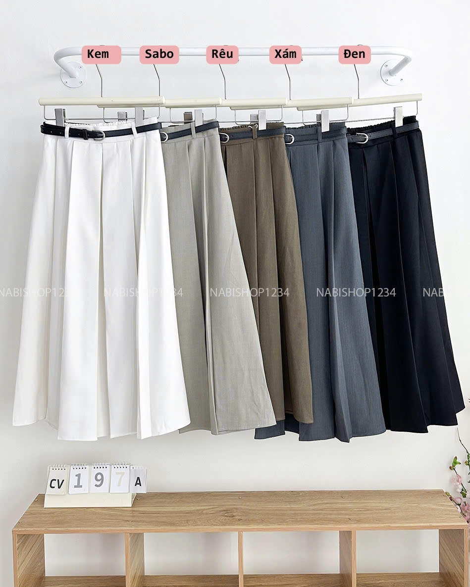 Chân Váy Số 197-A 9906 Dài Xếp Ly Kèm Nịt