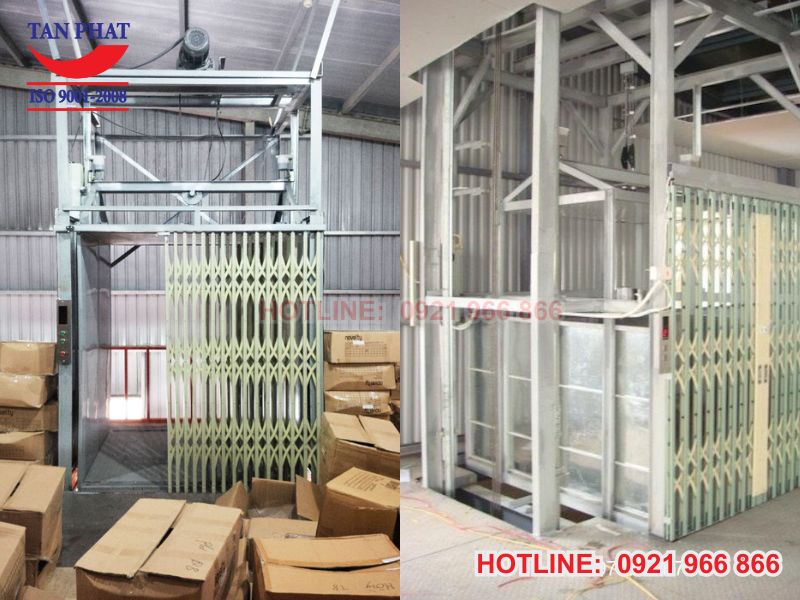 Ứng dụng thực tế của thang nâng hàng -thang tời hàng 300kg