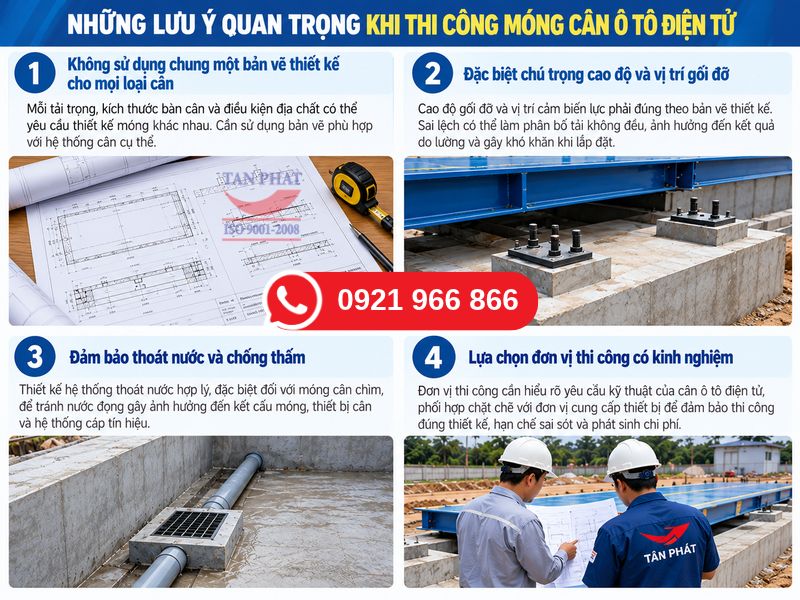 Các lưu ý quan trọng khi thi công móng cân ô tô điện tử