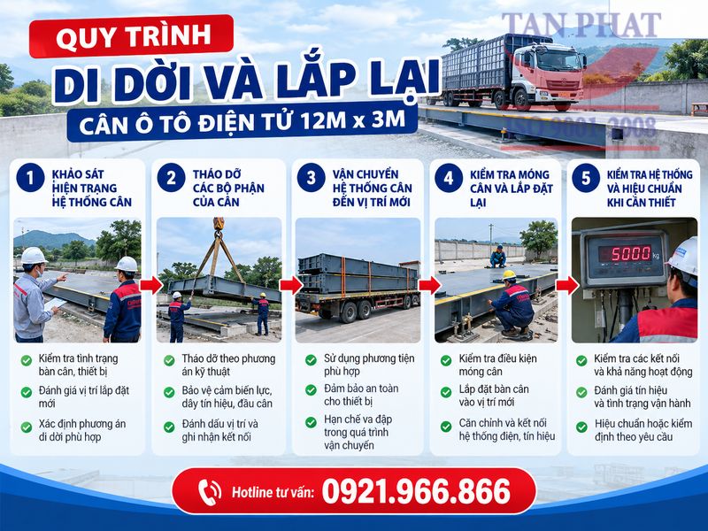 Quy trình 5 bước di dời và lắp đặt lại cân ô tô điện tử