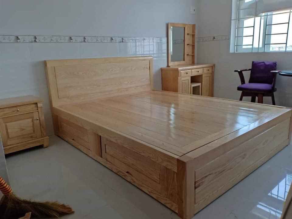 giường ngăn kéo gỗ sồi 1m8x2m