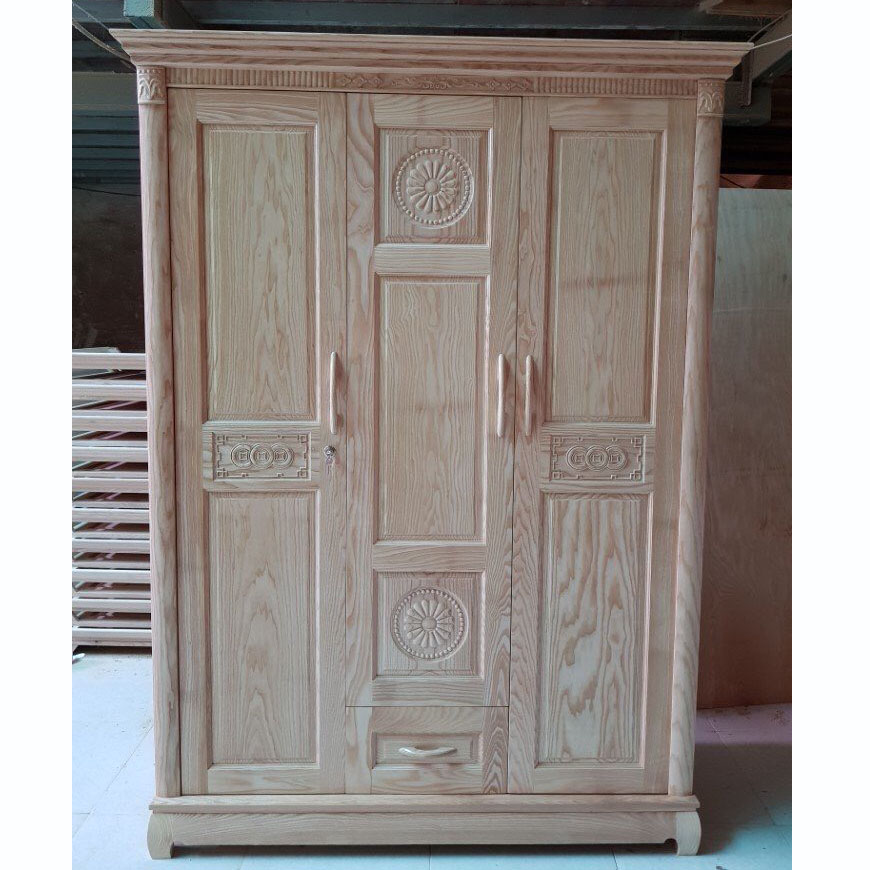TỦ QUẦN ÁO GỖ SỒI 3 CÁNH 1m6