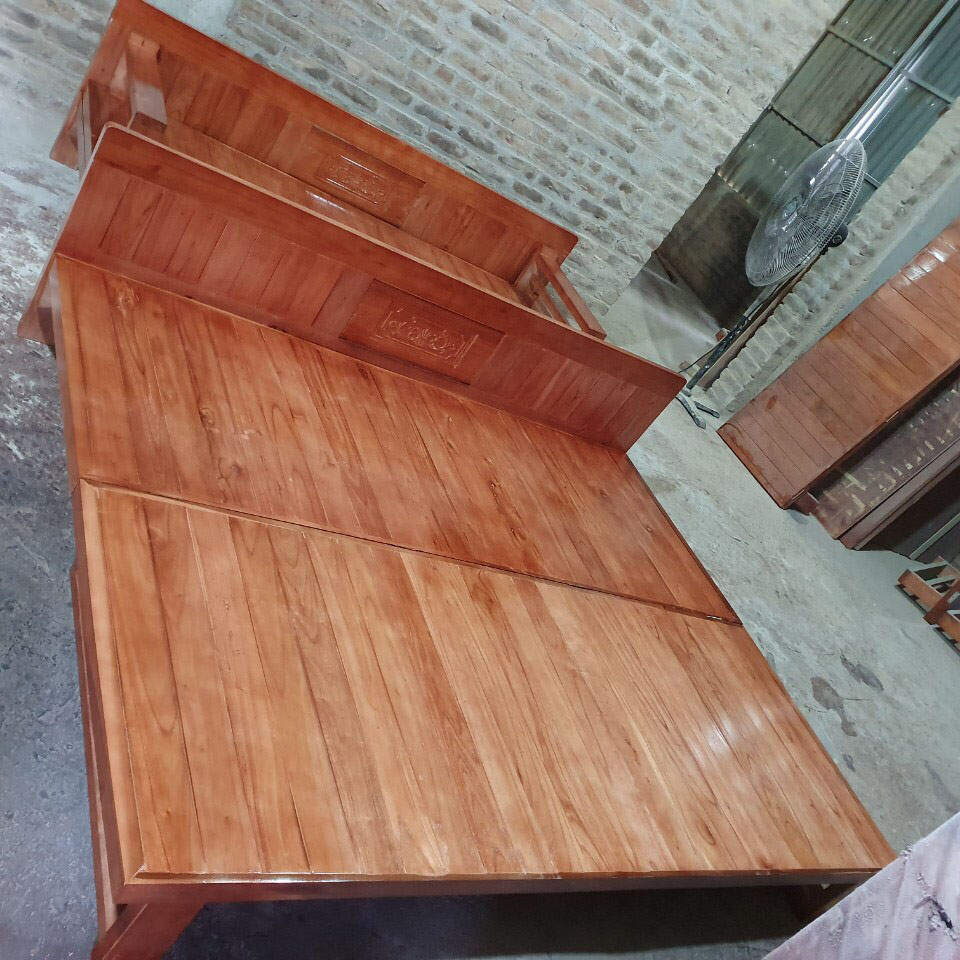 Giường gấp thành ghế gỗ xoan 1m8x2m