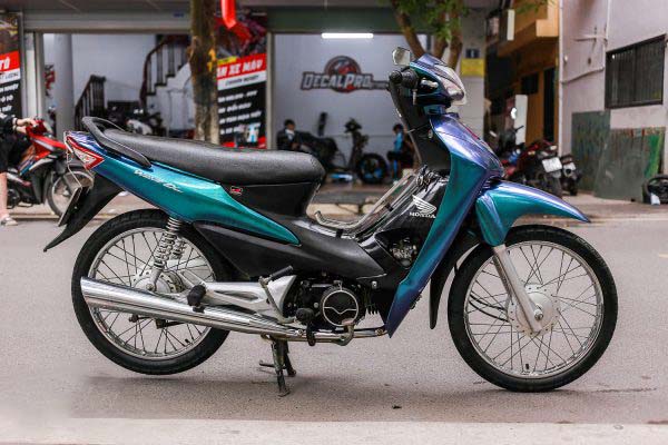 Honda Wave A dán đổi màu full xe decal chuyển màu titanium xanh tím