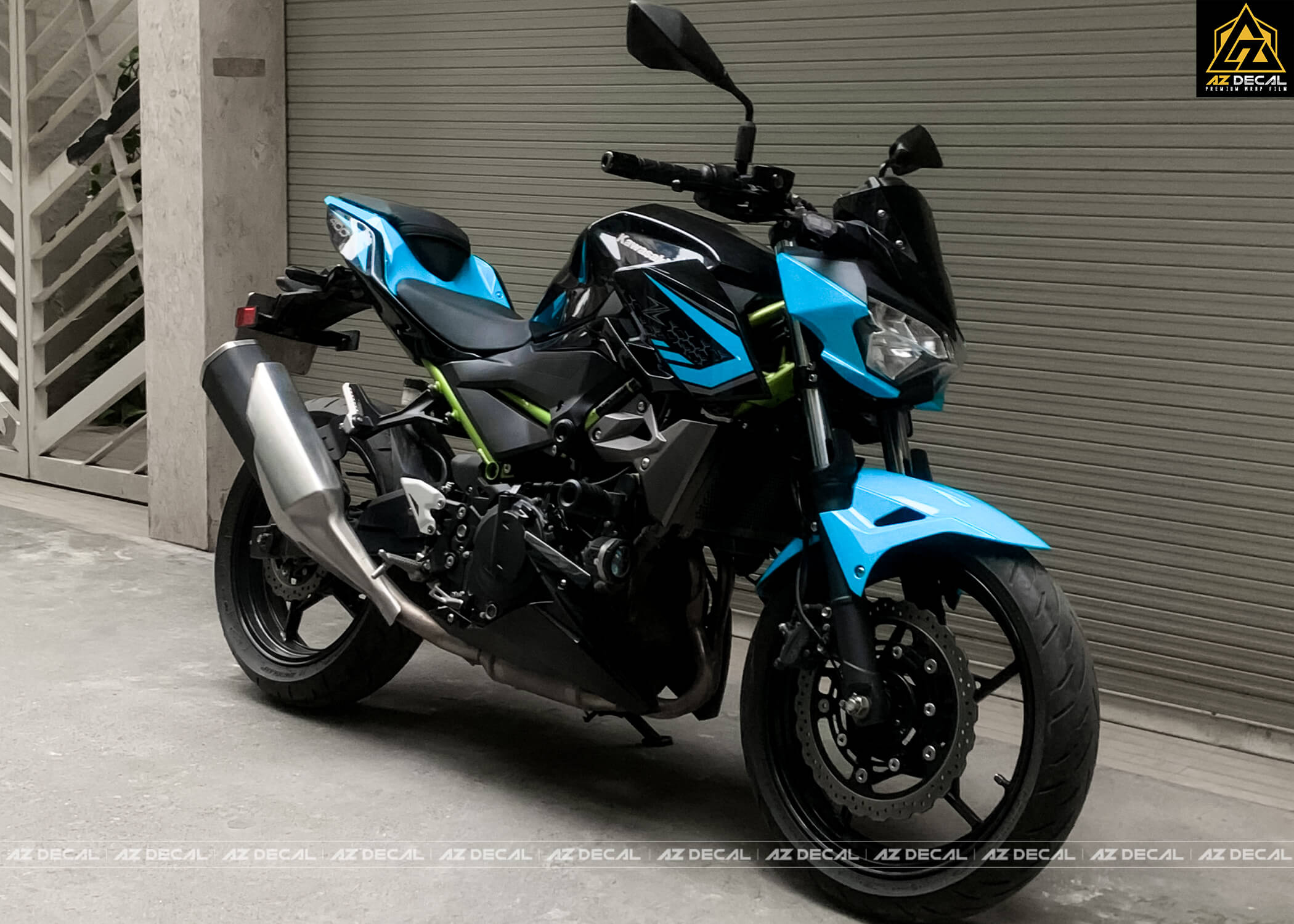 Dán decal xe PKL Kawasaki Z400 màu xanh dương