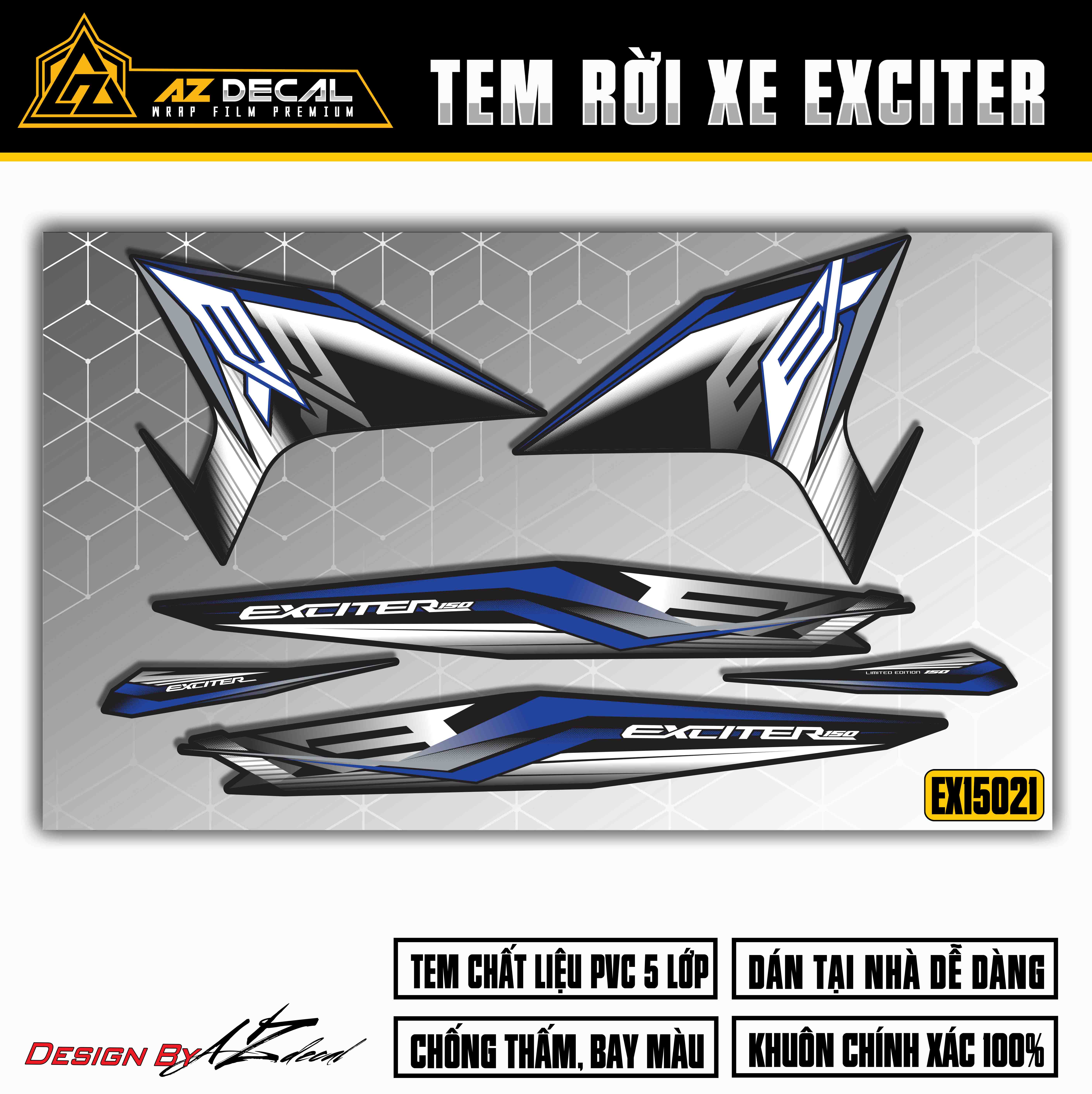 Tem Xe Exciter 150 | EX15021 | Chữ Ex Cách Điệu xanh