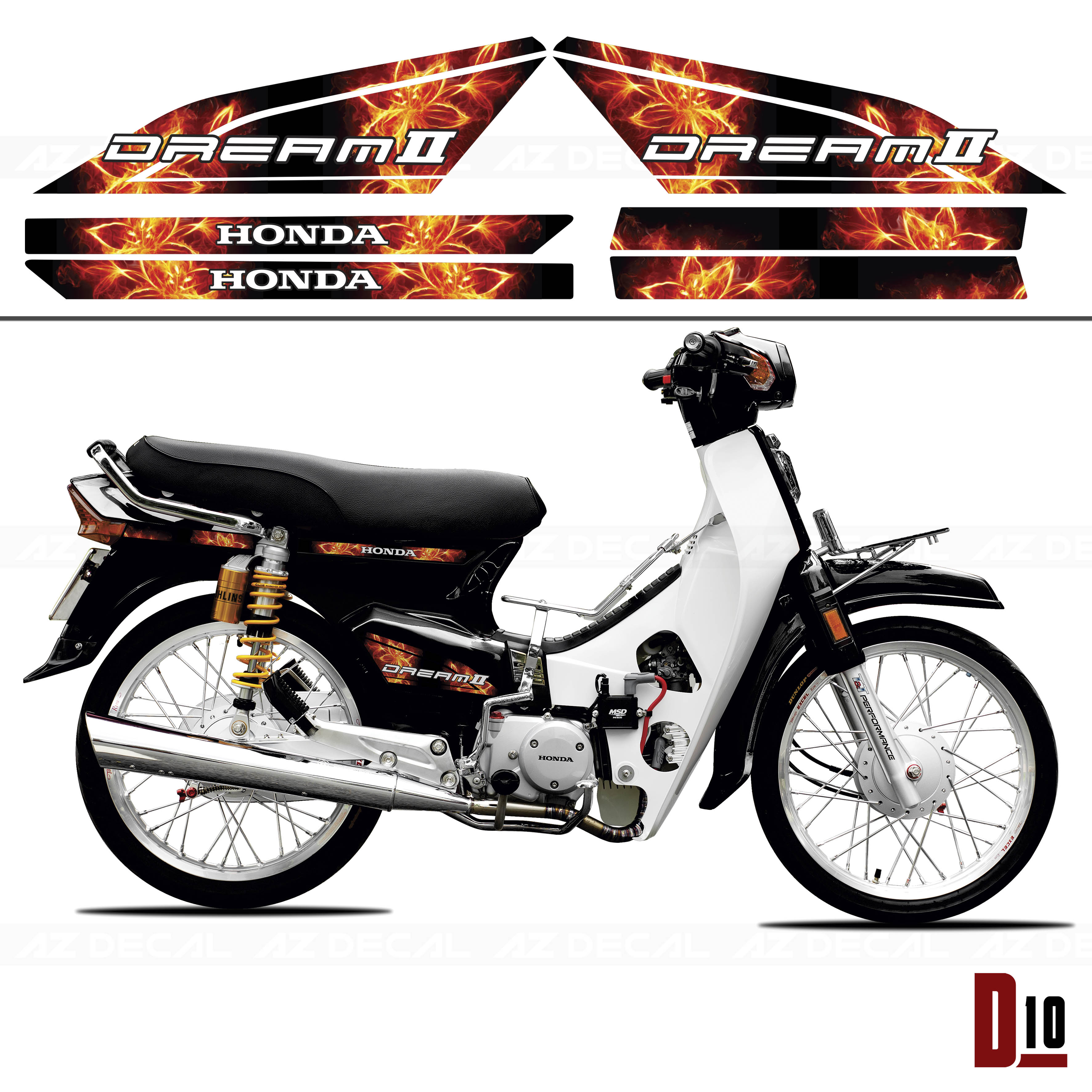 Tem Xe Dream Việt/Thái - Mẫu Hoa Lửa - D10 | Azdecal.vn Tem Xe Dream Việt/Thái - Mẫu Hoa Lửa - D10 | Azdecal.Vn
