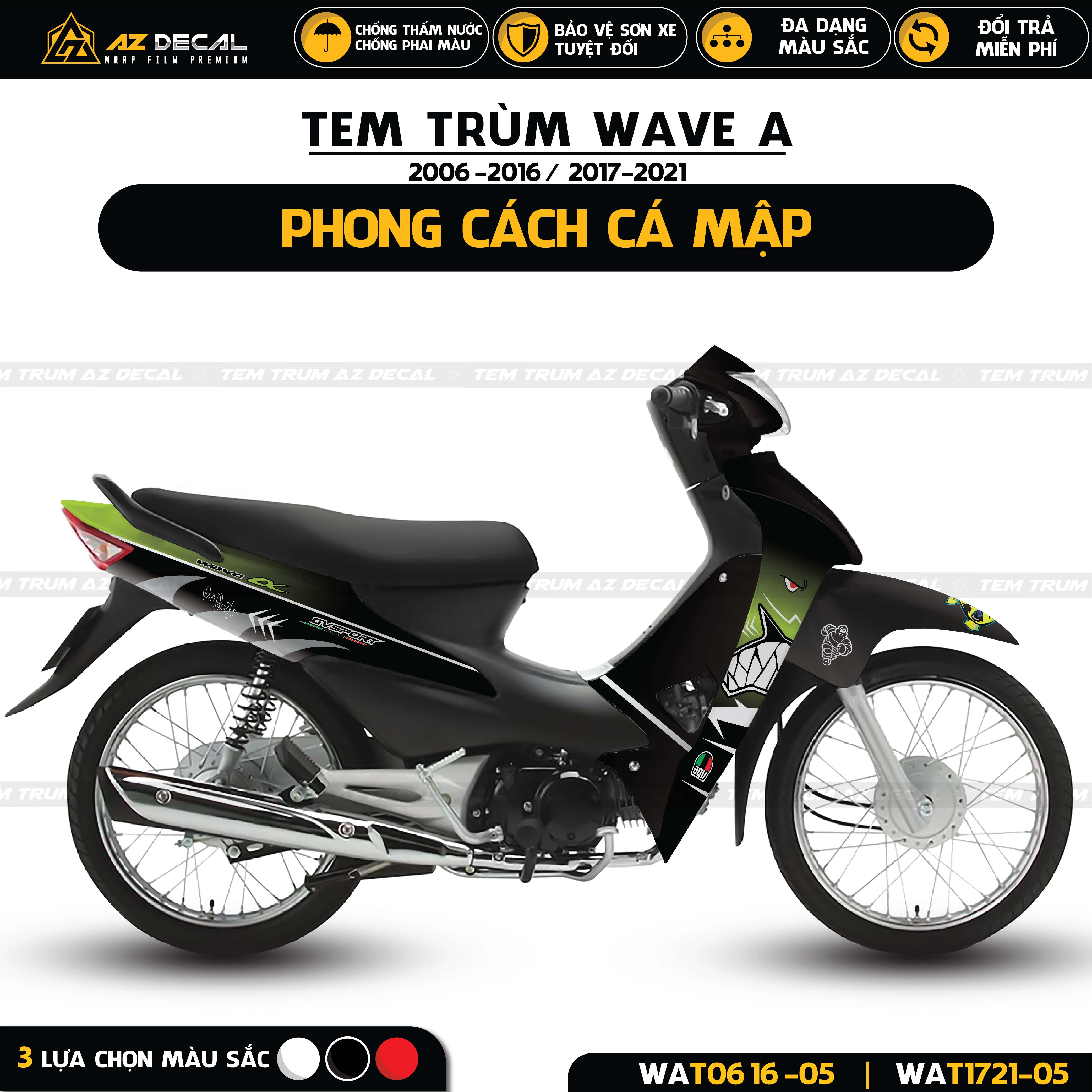 Tem trùm dành cho xe Wave Alpha Cá mập  Decal trang trí