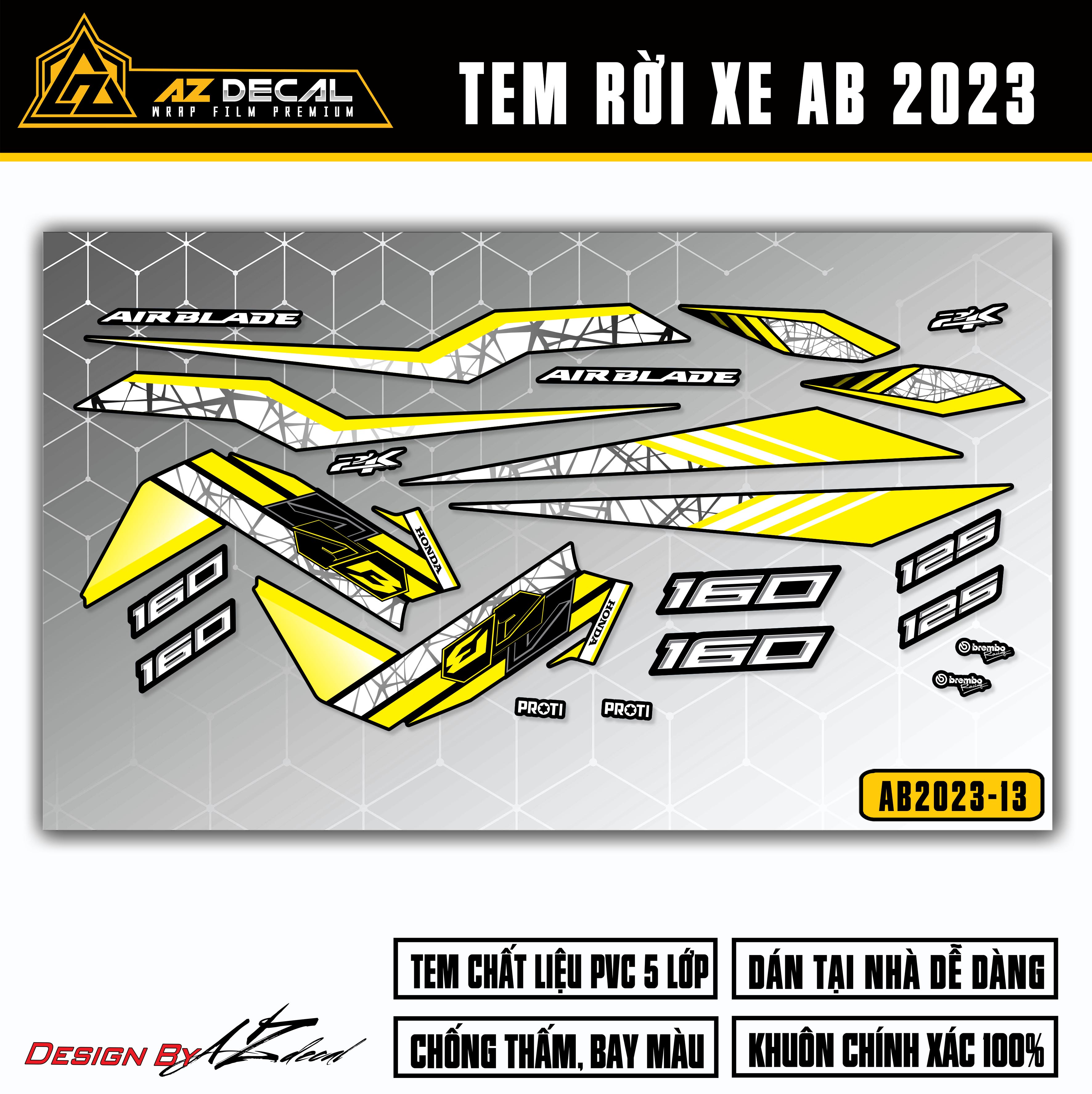 Chi tiết mẫu tem xe AB 2023 vàng trắng (nền đen)