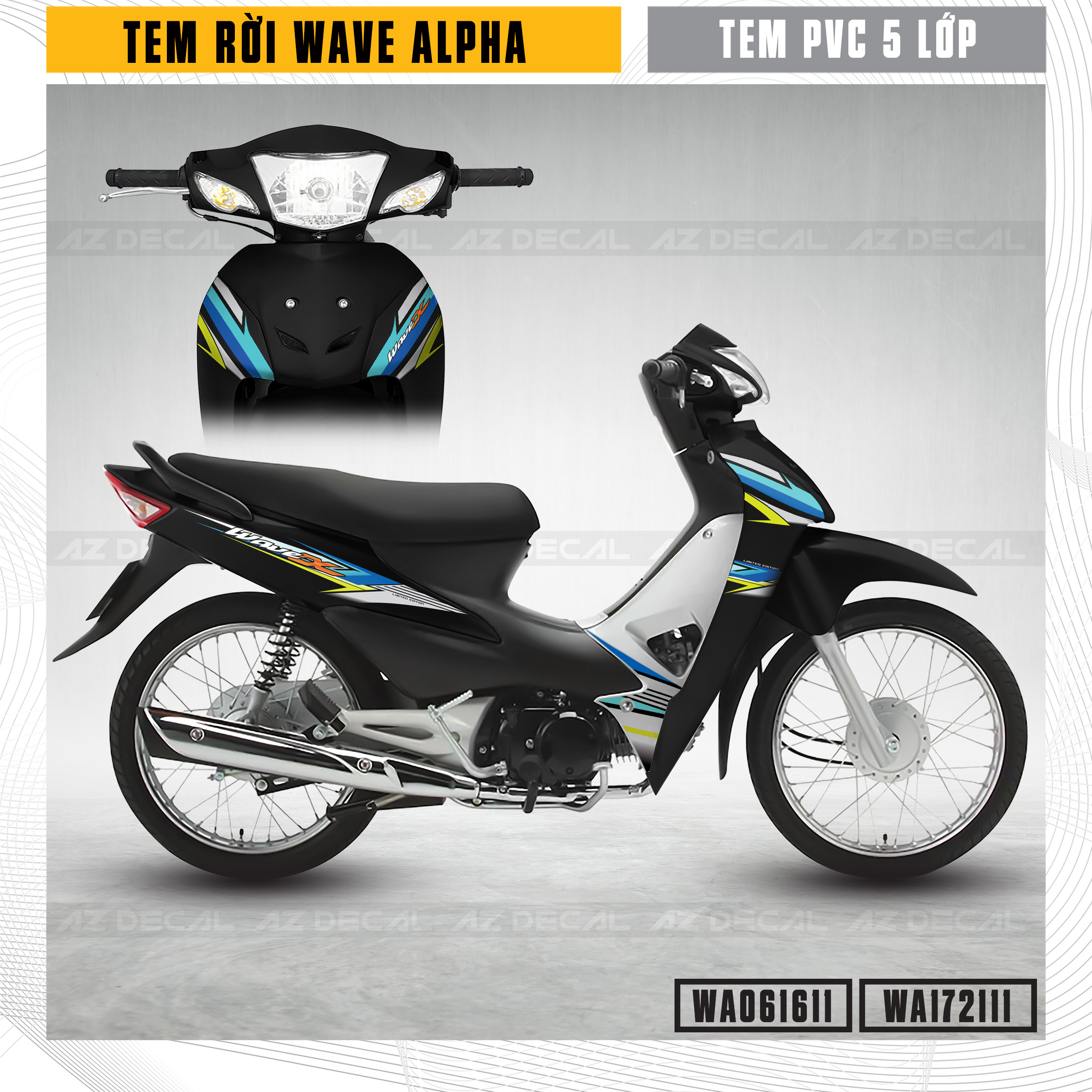 Tem Xe Wave Alpha - Wa11 - Mẫu Chữ X | Azdecal.Vn