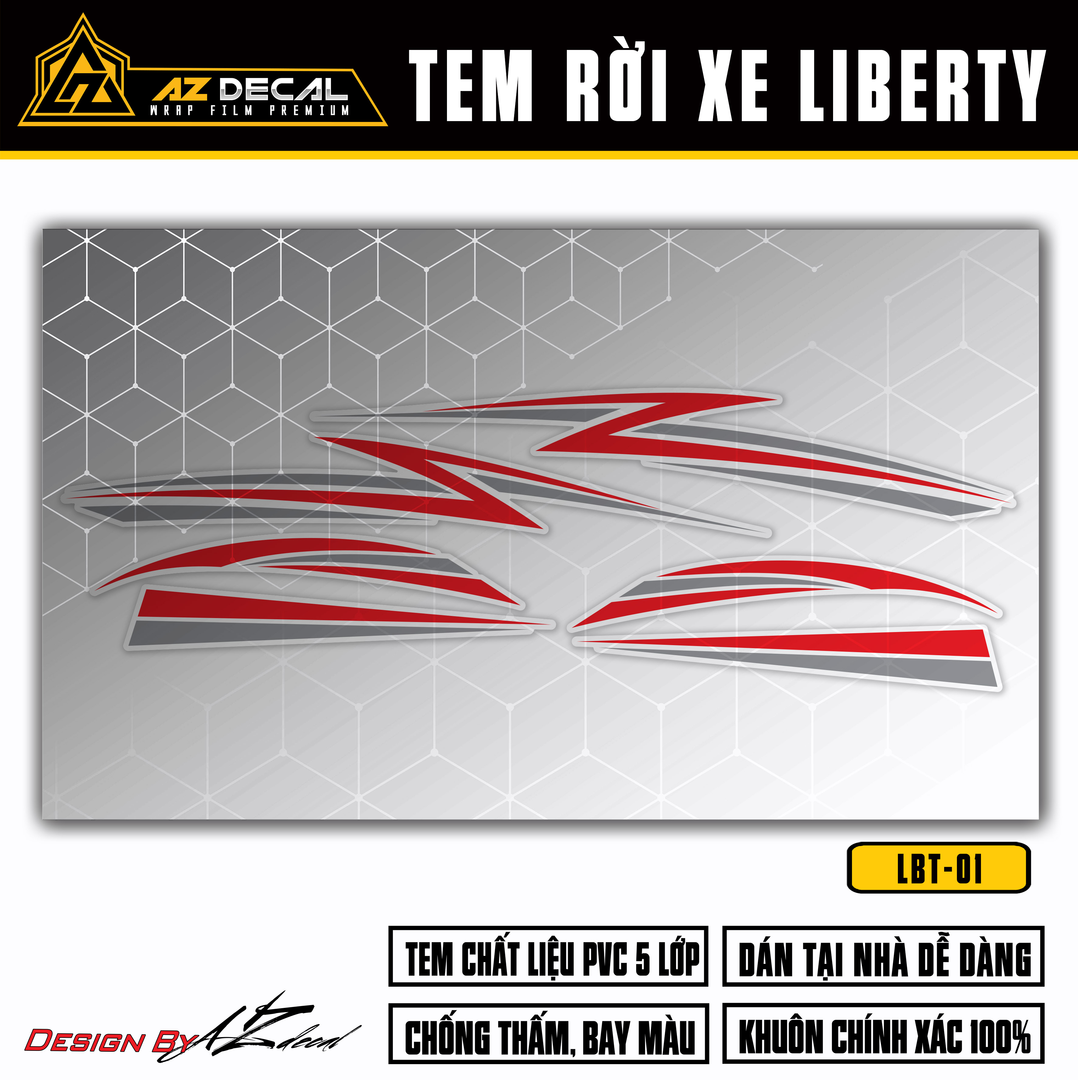 Tem Rời Xe Liberty | LBT-01 | Thiết Kế Tia Sét - Azdecal.vn