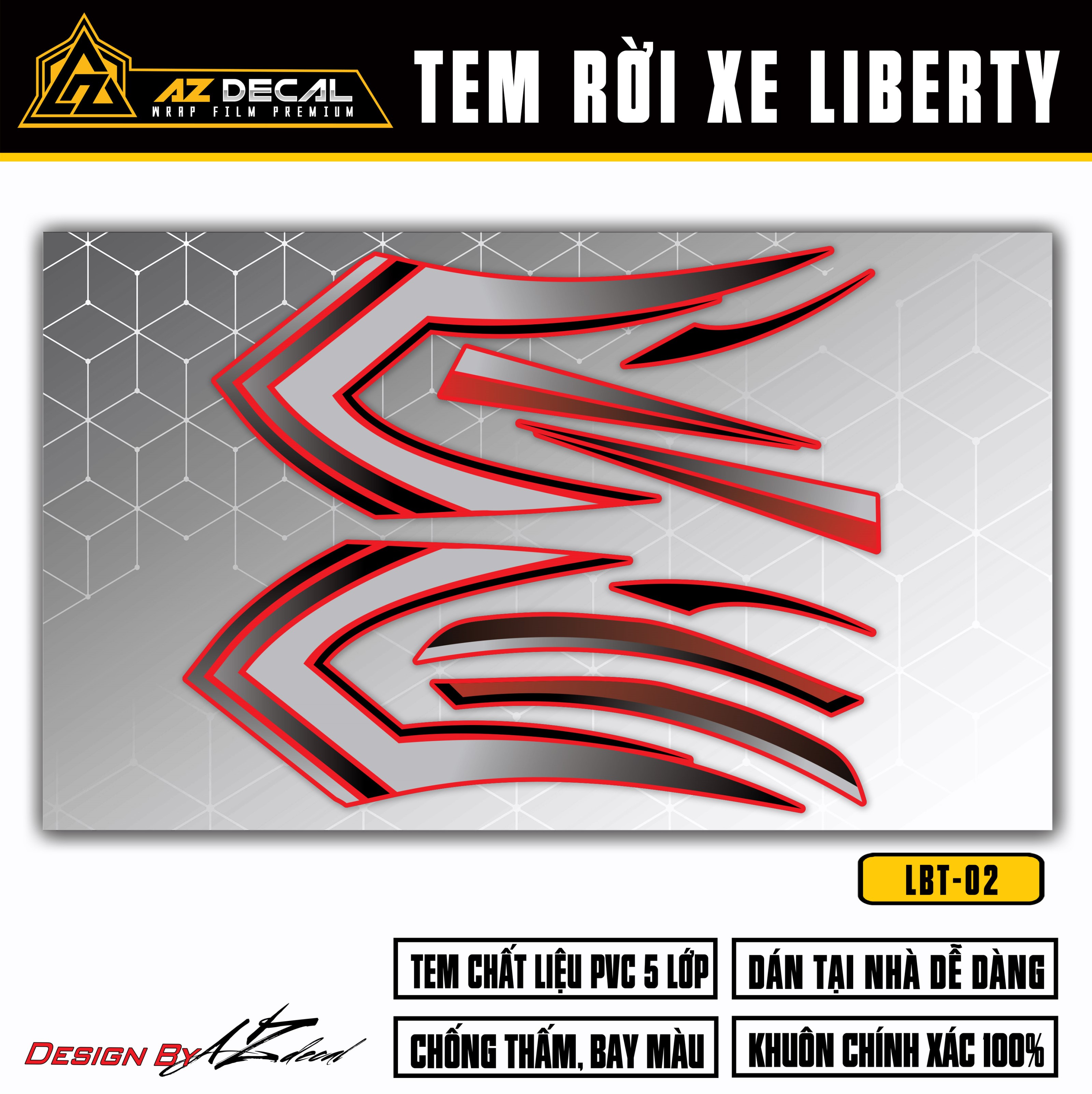 Tem Rời Xe Liberty | LBT-02 | Thiết Kế Độc Đáo - Azdecal.vn