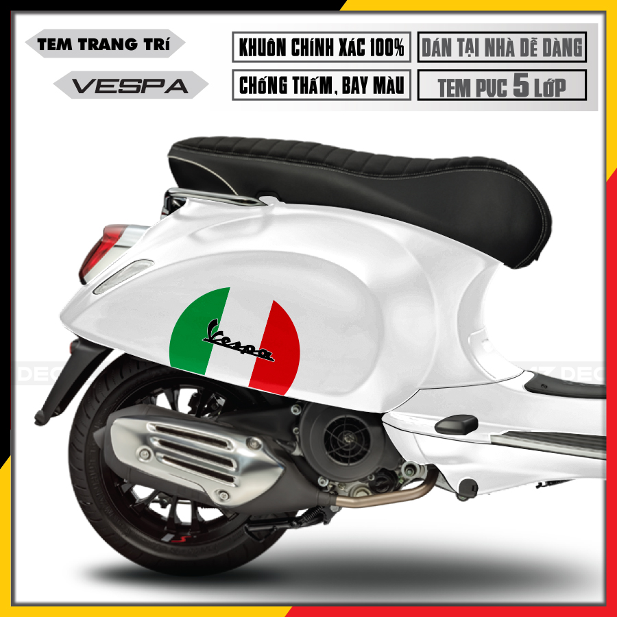 Tem Xe Vespa - 018 - Thiết Kế Cờ Italia | Azdecal.vn