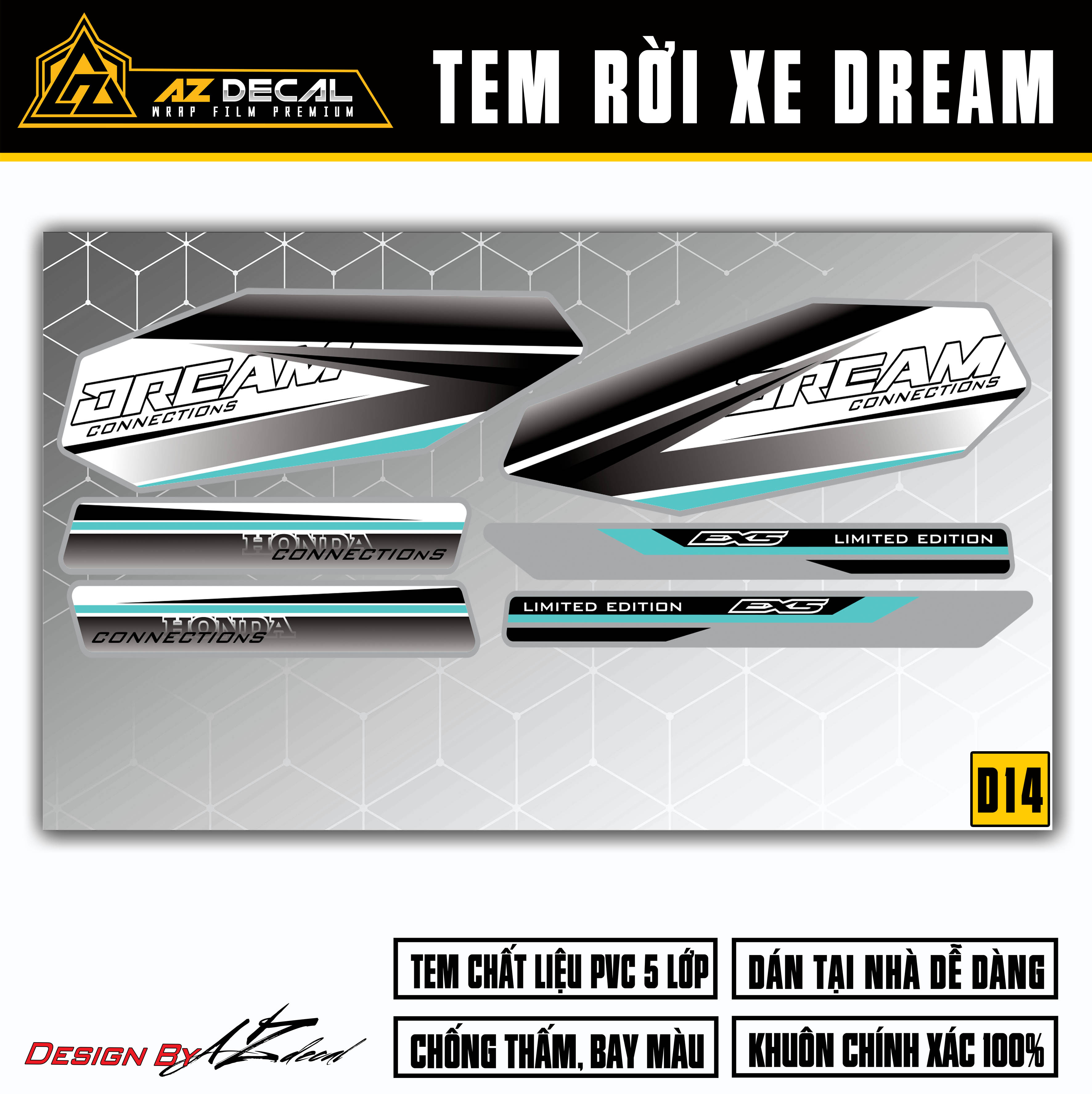 Tem xe Dream  Nitron  Decal Hoàng kim