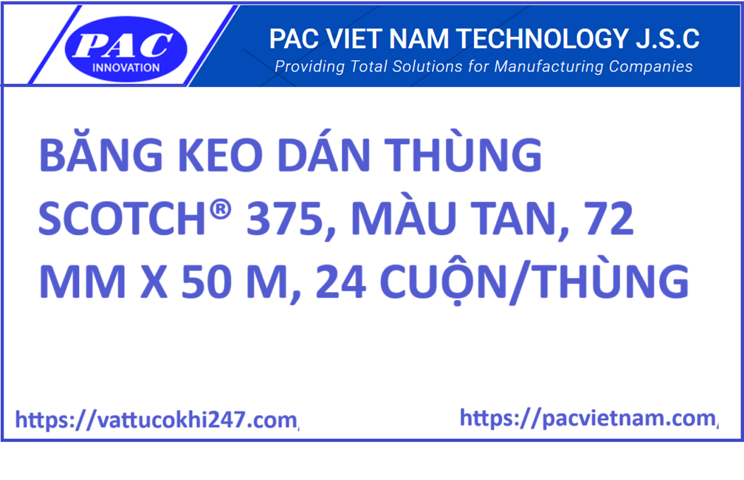 BĂNG KEO DÁN THÙNG SCOTCH® 375, MÀU TAN, 72 MM X 50 M, 24 CUỘN/THÙNG