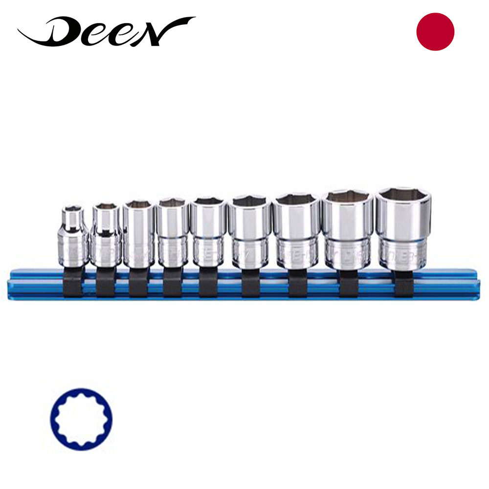 Bộ đầu khẩu 3/8" Deen DNB309W/AH 9 chi tiết kèm giá giữ