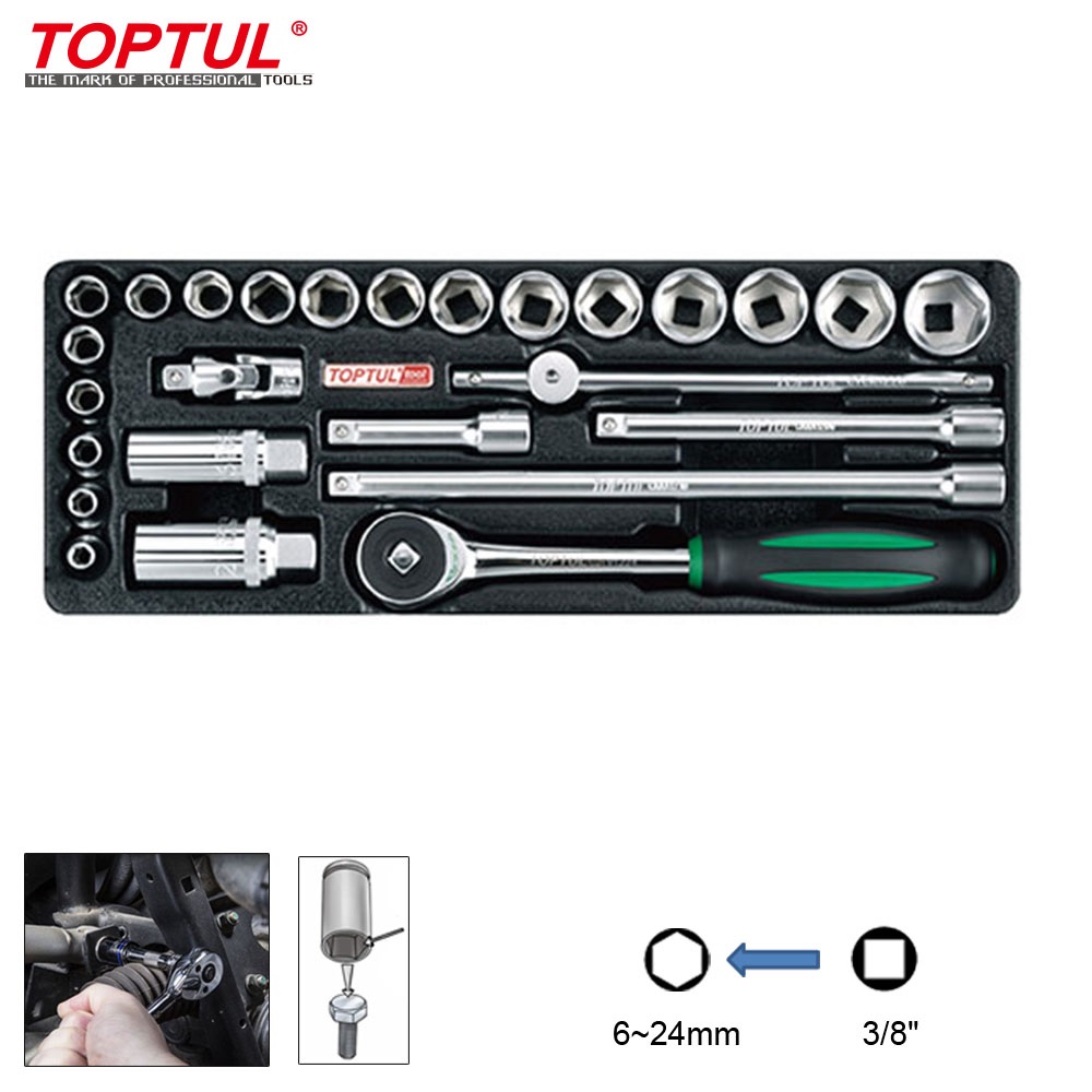 Bộ tuýp 6~24mm 3/8" Dr. Toptul GCAT2605 26 chi tiết