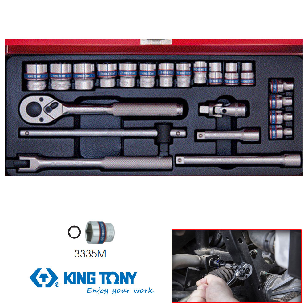 Bộ tuýp (khẩu) 3/8" Kingtony 3523MR 6~22mm 22 chi tiết
