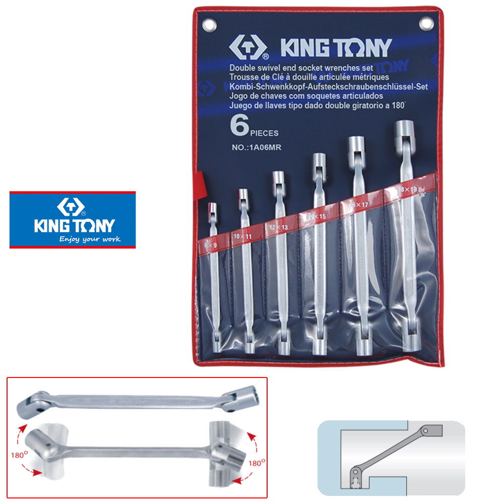 Bộ tuýp ống điếu 2 đầu lắt léo Kingtony 1A06MR 6 cây