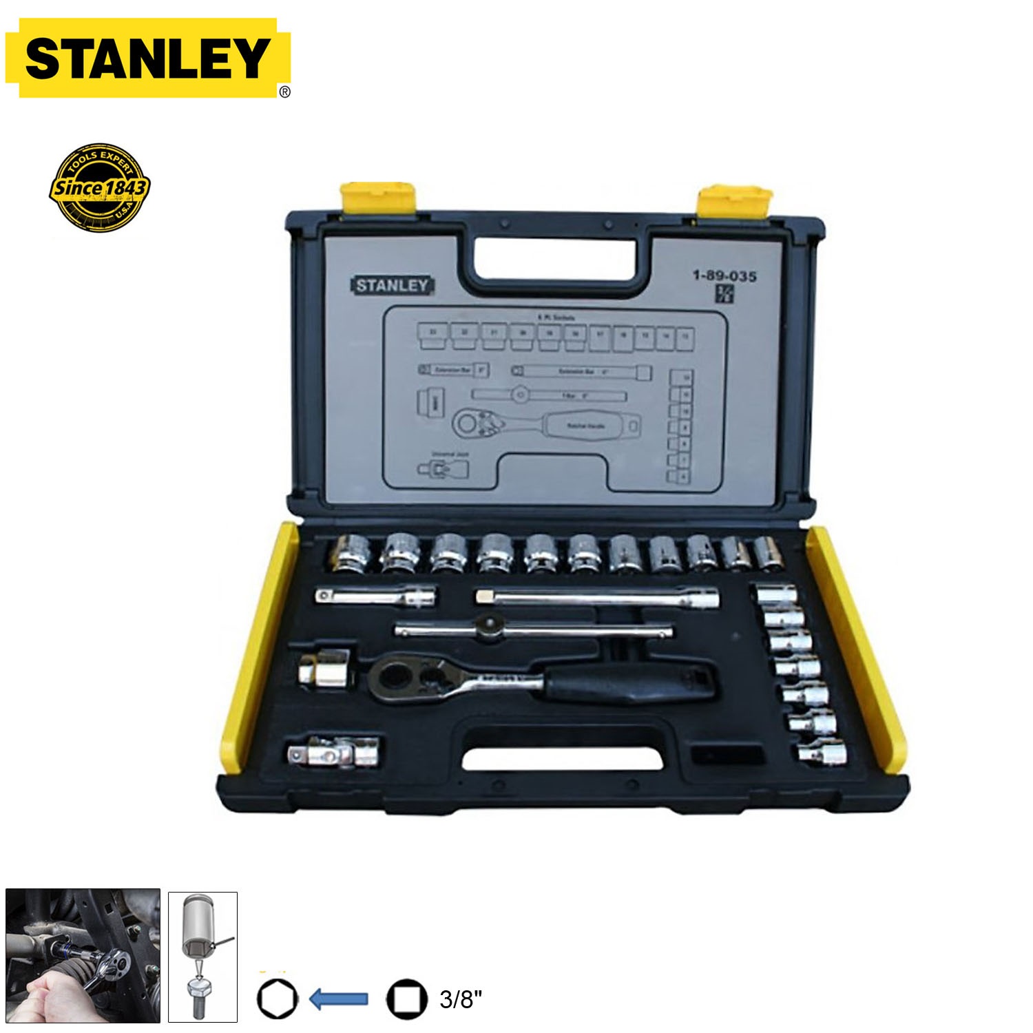 Bộ tuýp Stanley 89-035-1 3/8" 24 chi tiết 6~24mm