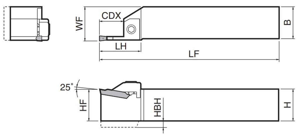 Cán dao tiện rãnh ngoài Kyocera KGA