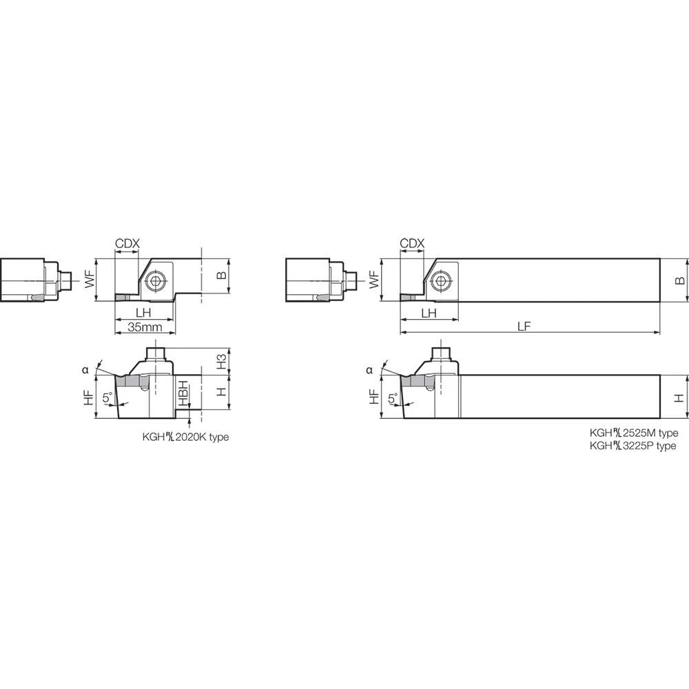 Cán dao tiện rãnh ngoài Kyocera KGH