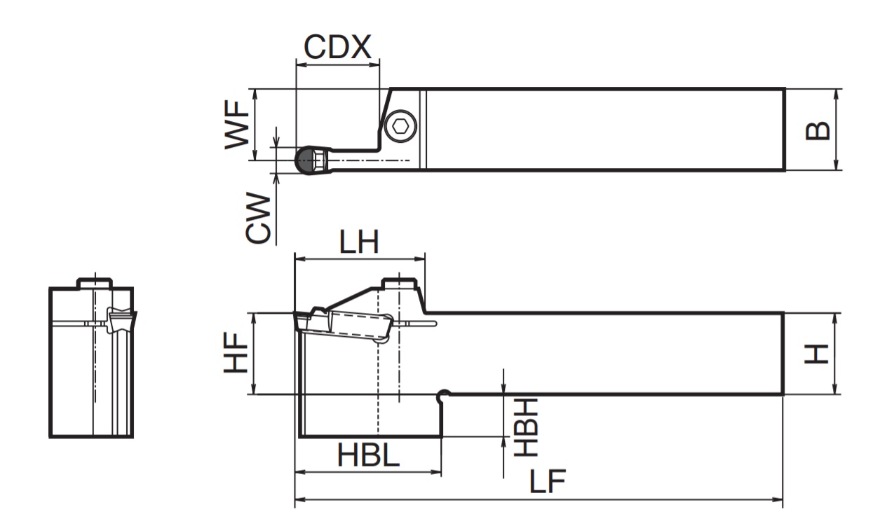 Cán dao tiện rãnh ngoài Kyocera KGMW