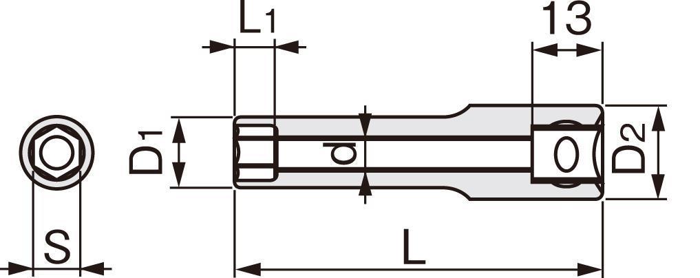 Đầu tuýp 3/8" Tone 6 cạnh ra lục giác 21mm 3S-21L và 3S-21
